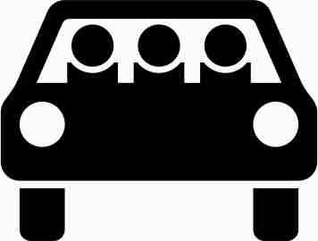 Verkehrszeichen mit einem megrfachbesetzten Personenkraftwagen.